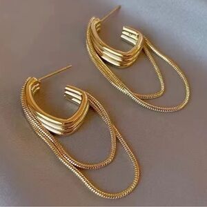 Anthropologie Layered Gold Earrings